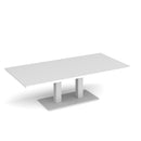 White Eros rectangular coffee table with flat rectangular base by Dams, showcasing sleek modern design and smooth surface.