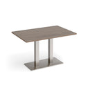 Dams Eros rectangular dining table with flat rectangular base in Barcelona Walnut wood, showcasing modern design and rich wood grain.