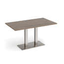 Dams Eros rectangular dining table with flat rectangular base in Barcelona walnut wood, showcasing its modern design and smooth surface.
