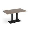 Dams Eros rectangular dining table with flat rectangular base in Barcelona Walnut wood, showcasing a modern, sleek design.