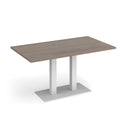 Dams Eros rectangular dining table with flat rectangular base in Barcelona Walnut wood, showcasing a modern, sleek design.