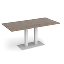 Eros rectangular dining table with flat rectangular base in Barcelona walnut wood by Dams, showcasing a sleek modern design.