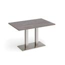 Dams Eros rectangular dining table with flat rectangular base in grey oak finish, showcasing modern design and smooth surface.