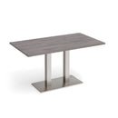 Dams Eros rectangular dining table with flat rectangular base in grey oak finish, showcasing modern design.