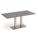 Dams Eros rectangular dining table with flat rectangular base in grey oak finish, showcasing sleek modern design.