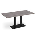 Dams Eros rectangular dining table with flat rectangular base in grey oak finish, showcasing modern design and smooth surface.