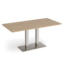 Dams Eros rectangular dining table with flat rectangular base in Kendal Oak wood finish, showcasing sleek modern design.
