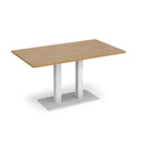 Dams Eros rectangular oak dining table with flat rectangular base, showcasing smooth wood surface and modern design.