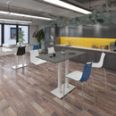Eros rectangular poseur table with grey oak finish and flat rectangular base by Dams, showcasing modern design and sturdy construction.