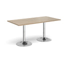 Dams Genoa rectangular dining table with trumpet base in Barcelona Walnut wood, showcasing elegant modern design and rich wood finish.