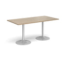 Dams Genoa rectangular dining table with trumpet base in Barcelona walnut wood, showcasing a sleek, modern design.