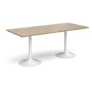 Dams Genoa rectangular dining table with trumpet base in Barcelona Walnut wood, showcasing sleek design and rich wood finish.