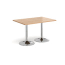 Dams Genoa rectangular dining table with beech wood top and trumpet-style base, modern design for dining room setup.