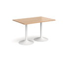 Dams Genoa rectangular dining table with beech finish and trumpet base, showcasing a modern wood dining table design.