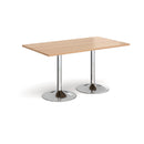Dams Genoa rectangular dining table with a beech finish and a sleek trumpet base, showcasing modern elegance and sturdy design.