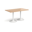 Dams Genoa rectangular dining table with beech finish and trumpet base, showcasing a modern wooden table design.
