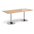 Dams Genoa rectangular dining table with beech finish and trumpet base, showcasing a modern wooden dining surface.
