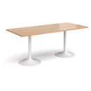Dams Genoa rectangular dining table with beech finish and trumpet base, showcasing a sleek modern design and sturdy construction.