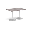 Dams Genoa rectangular dining table with grey oak finish and trumpet metal base, showcasing a modern, stylish dining room setup.
