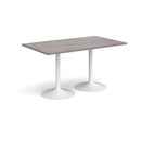Dams Genoa rectangular dining table with grey oak finish and trumpet-style base, modern and elegant for dining rooms.