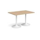 Dams Genoa rectangular dining table with Kendal Oak finish and trumpet base, showing a sleek wooden tabletop and modern design.