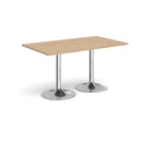 Dams Genoa rectangular dining table with Kendal Oak finish and trumpet base, showcasing a modern wooden dining surface.
