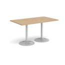 Dams Genoa rectangular dining table with Kendal Oak finish and trumpet-style base, showcasing a modern wooden dining surface.