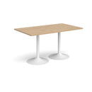 Dams Genoa rectangular dining table with trumpet base in Kendal Oak finish, showcasing wood surface and modern design.