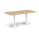 Dams Genoa rectangular dining table with Kendal oak finish and trumpet base, showcasing its modern design and sturdy construction.