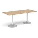 Dams Genoa rectangular dining table with Kendal Oak finish and trumpet-style base, showcasing a modern wooden tabletop and sturdy design.