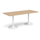 Dams Genoa rectangular dining table with trumpet base in Kendal Oak finish, showcasing its elegant wooden tabletop and modern design.