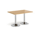 Dams Genoa rectangular oak dining table with a sleek trumpet-style base, showcasing modern design and natural wood finish.