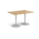 Dams Genoa rectangular oak dining table with a trumpet-style base, showcasing a sleek, modern design for dining rooms.