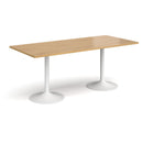 Dams Genoa rectangular oak dining table with trumpet base, showcasing a sleek modern design and smooth wooden surface.