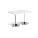 White Genoa rectangular dining table with a trumpet-style base by Dams, showcasing a sleek modern design and sturdy construction.