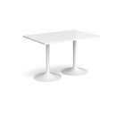 White Genoa rectangular dining table with a trumpet-style base by Dams, showcasing a sleek modern design.