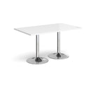 Dams Genoa rectangular dining table with white finish and trumpet-style base, modern kitchen furniture, sleek and stylish design