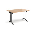 Dams rectangular folding leg table with curved foot rails in beech wood, showcasing a sturdy, versatile design for dining or workspace.