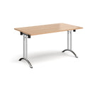Dams rectangular folding leg table with curved foot rails in beech wood, showcasing a sturdy, versatile design for dining or workspace.