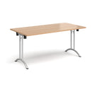 Dams rectangular folding leg table with curved foot rails, made of beech wood, showing a sturdy tabletop and foldable legs