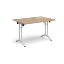 Dams Kendal Oak rectangular folding leg table with curved foot rails, showcasing its wood finish and sturdy design.