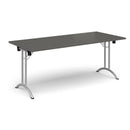 Dams rectangular folding leg table in Onyx Grey with curved foot rails, showcasing its sleek design and sturdy frame.