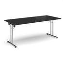 Black rectangular folding leg table with straight foot rails by Dams, showing a sturdy, versatile design on a plain background.