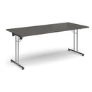 Dams rectangular folding leg table in Onyx Grey with straight foot rails, showcasing its sturdy frame and sleek design.