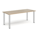 Rectangular radial leg meeting table in Barcelona Walnut wood by Dams, with a smooth surface and modern design.