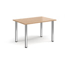 Rectangular radial leg meeting table in beech wood with Dams branding, featuring a smooth surface and sturdy radial leg design.