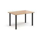 Rectangular radial leg meeting table in beech wood with natural finish, designed for conference or meeting rooms by Dams.
