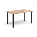 Rectangular radial leg meeting table in beech wood by Dams, showing smooth surface and sturdy radial leg design.