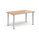 Rectangular radial leg meeting table in beech wood by Dams, showing smooth surface and sturdy radial leg design.