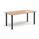 Rectangular radial leg meeting table in beech wood by Dams, showcasing a smooth surface and sturdy radial leg design.